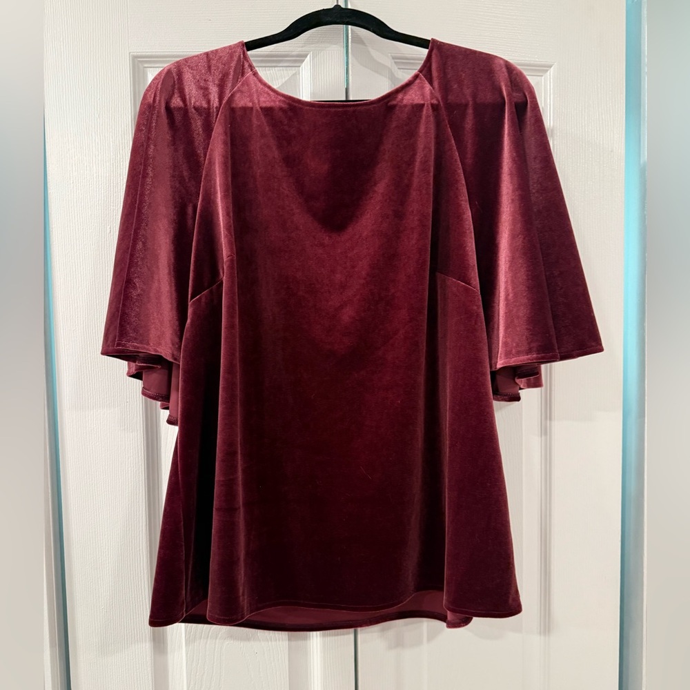 Lauren Ralph Lauren Rich Burgundy Velvet Blouse
